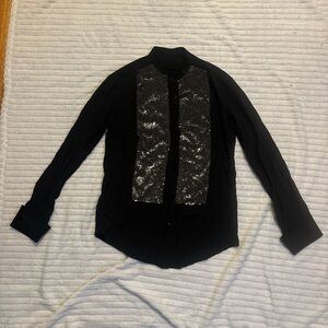 Tom Ford Black Sequin Panel Button-Up Shirt